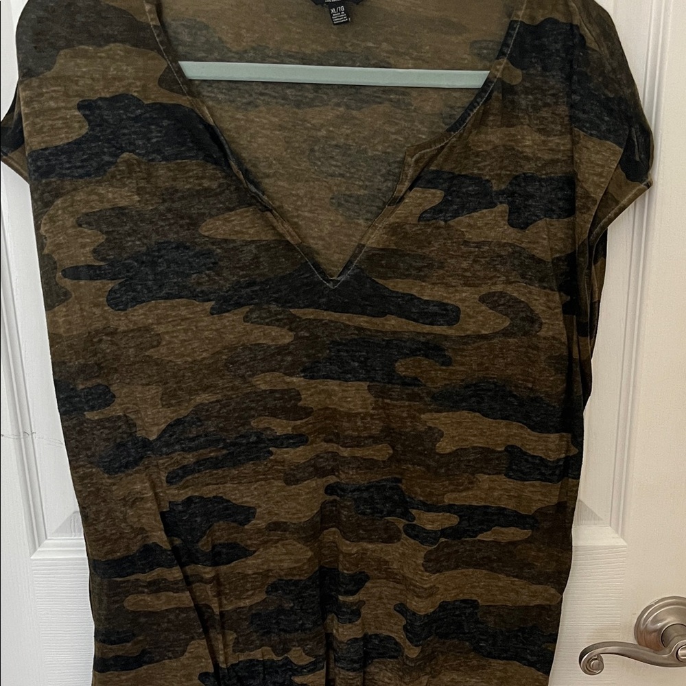 Lucky Brand Olive and Black Camo V-Neck Tee - Picture 3 of 5